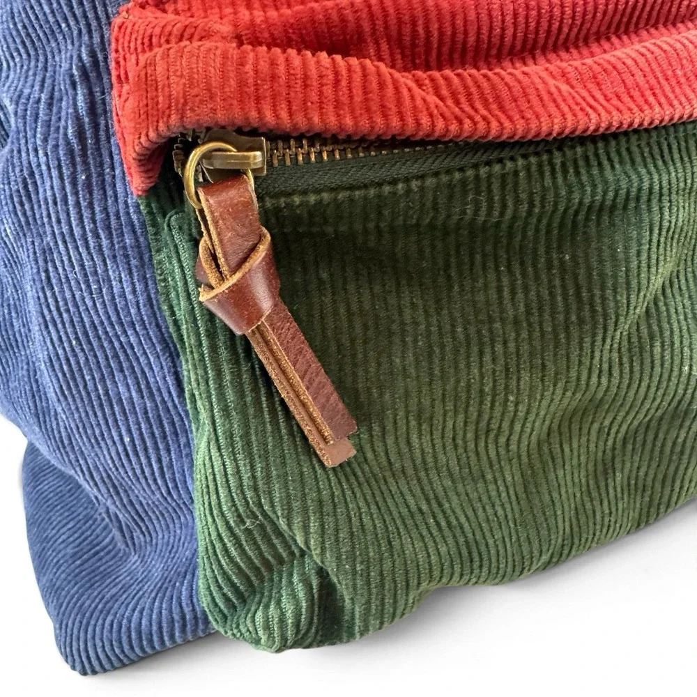 Polo Ralph Lauren Corduroy Colorblock Backpack Blue Red Green Laptop Travel Bag
